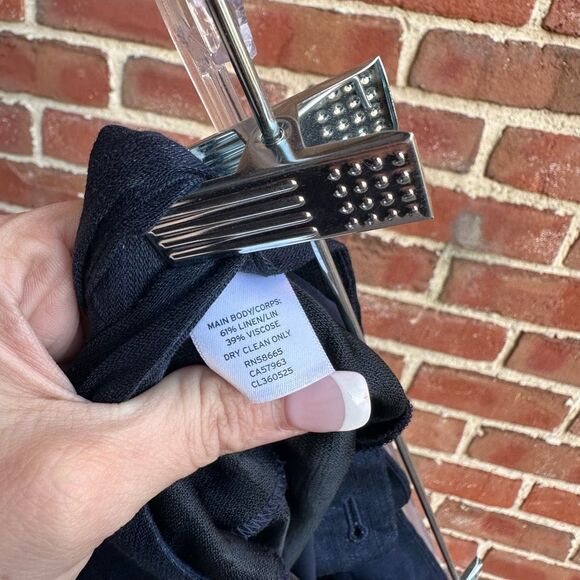 Classiques Entier $229 Women's Linen Flare Trouser pants Navy Blue Size 12 NWT - Picture 9 of 9